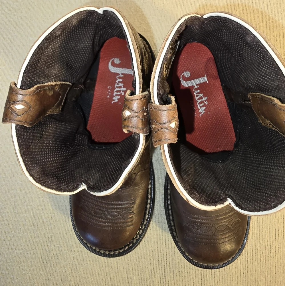 Justin Fatbaby Brown Leather Western Cowboy Boots size 2D